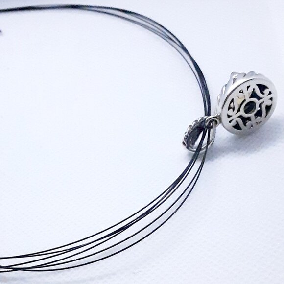 16 inch 14kt/ 925 golden topaz black ubber pendant necklace - Picture 7 of 8